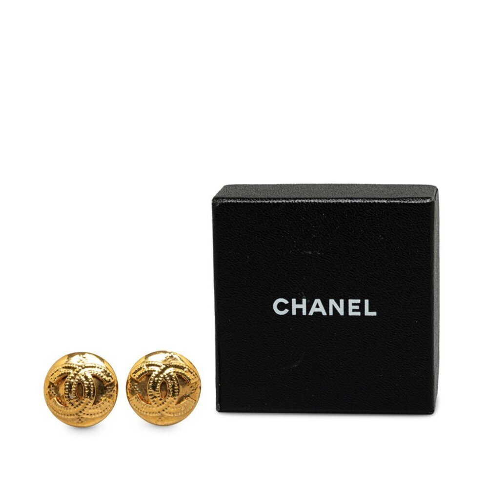CHANEL Authentic Gold Logo Earrings - Picture 4 of 4